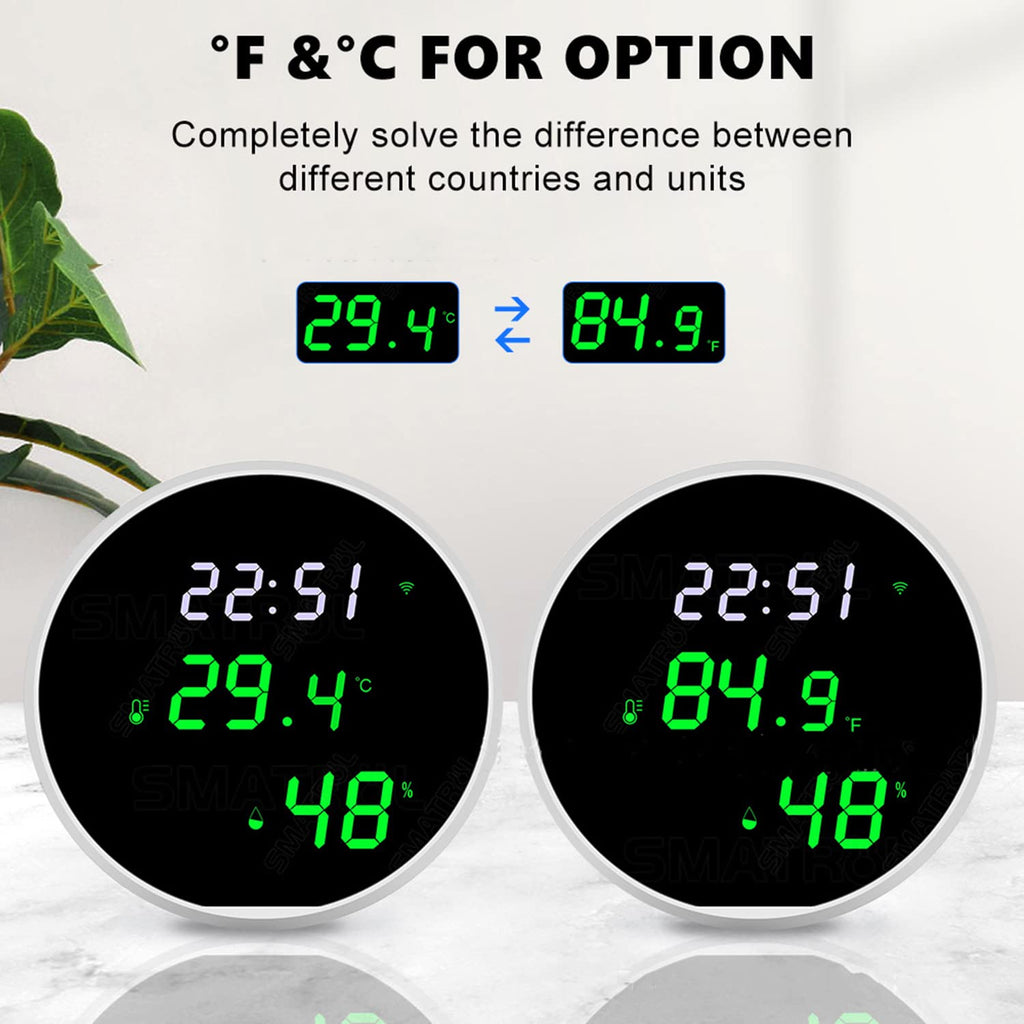 Wifi Thermometer Hygrometer: Digital Indoor Temperature Humidity Sensor with LED Backlit Display, App Notification Alert, Free Data Storage Export, Smart Temperature Monitor Compatible with Alexa
