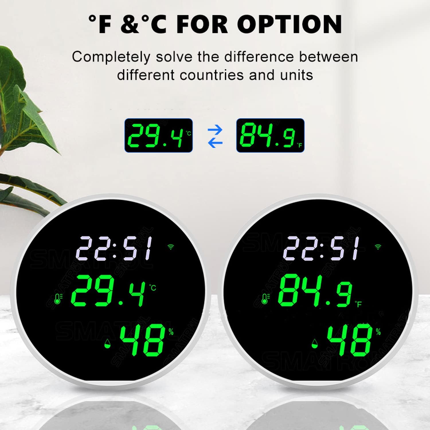 Wifi Thermometer Hygrometer: Digital Indoor Temperature Humidity Sensor with LED Backlit Display, App Notification Alert, Free Data Storage Export, Smart Temperature Monitor Compatible with Alexa