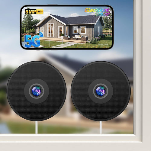 2K Window Camera,5G& 2.4Ghz Wifi No Drill Window Cameras for Home Security for Indoor & Outdoor Monitoring, Color Night Vision, Human Detection, Easy & Quick Install（2-Pack）