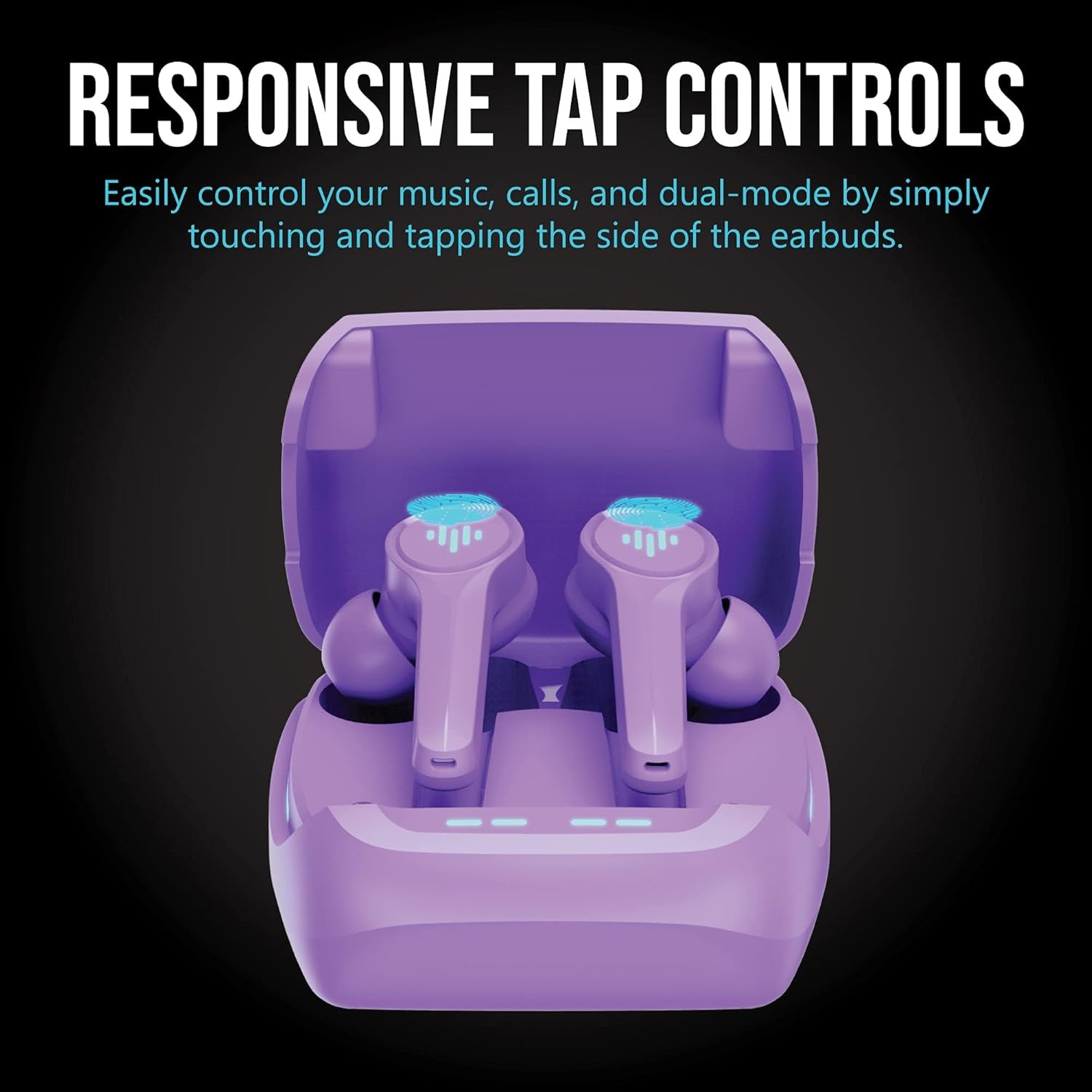 SG100 Gaming Wireless Earbuds, Bluetooth In-Ear with Changing LED Lights Ultra-Low 60Ms Latency and Hands-Free Call MEMS Microphone, Includes Compact Charging Case and 4 Ear Tips, Purple