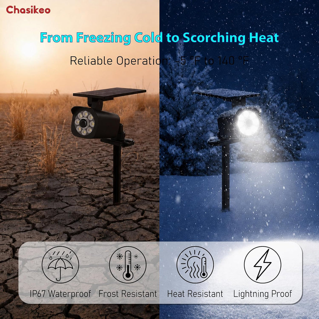 2 Pack Solar Motion Lights Outdoor, Solar Spotlights with Motion Sensor, IP67 Waterproof Solar Power Security Lights, 360° Rotatable for Garden, Yard, Pathway, Fence, Driveway, 1200LM