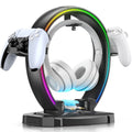 Headphone Stand, Controller Holder, RGB Gaming Headphone Stand with Cable Organizer for Desktop Organizers