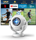 HY320F Soccer Projector, Native 1080P 4K Support, Wifi 6 Bluetooth 5.4, 400 ANSI, Android 14, Electric Focus Short Throw, Portable Mini Projector for 2026 World Cup Home Theater Outdoor