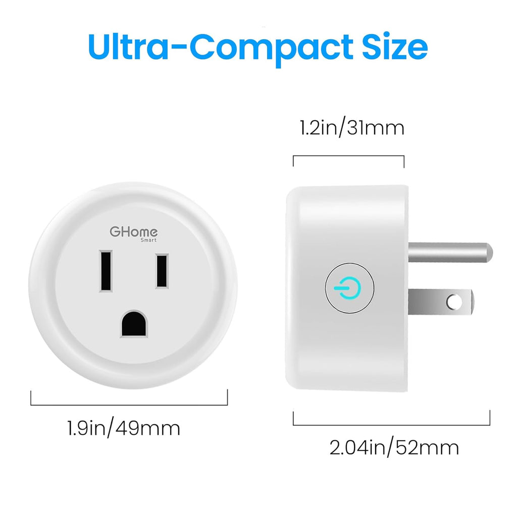 Mini Wi-Fi Plug, Smart Home Wi-Fi Outlet Compatible with Alexa, Google Home & IFTTT, No Hub Required, UL Certified, 2.4G Wifi Only, 2 Count (Pack of 1), White