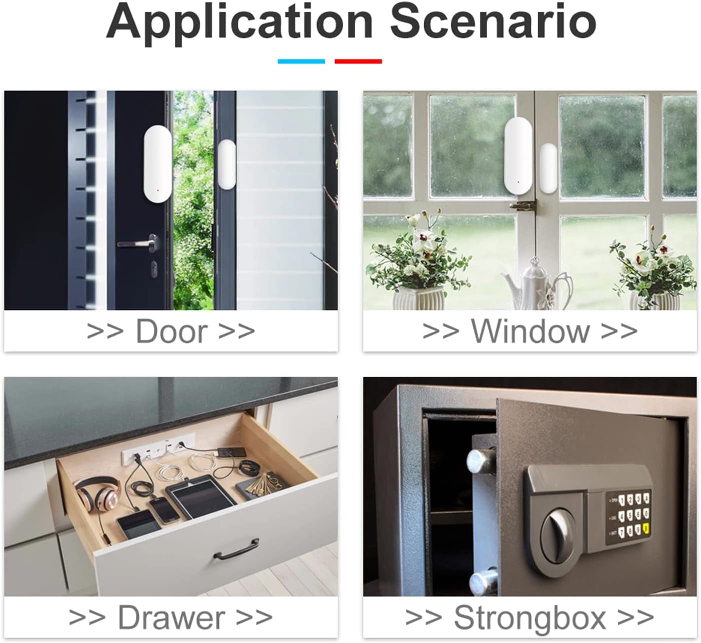 Wifi Door and Window Sensor: Wireless Contact Sensor with Free App Notification Alerts, Smart Door Sensor for Alarm System & Smart Home Automation, Compatible with Alexa Google Home(1Pack)