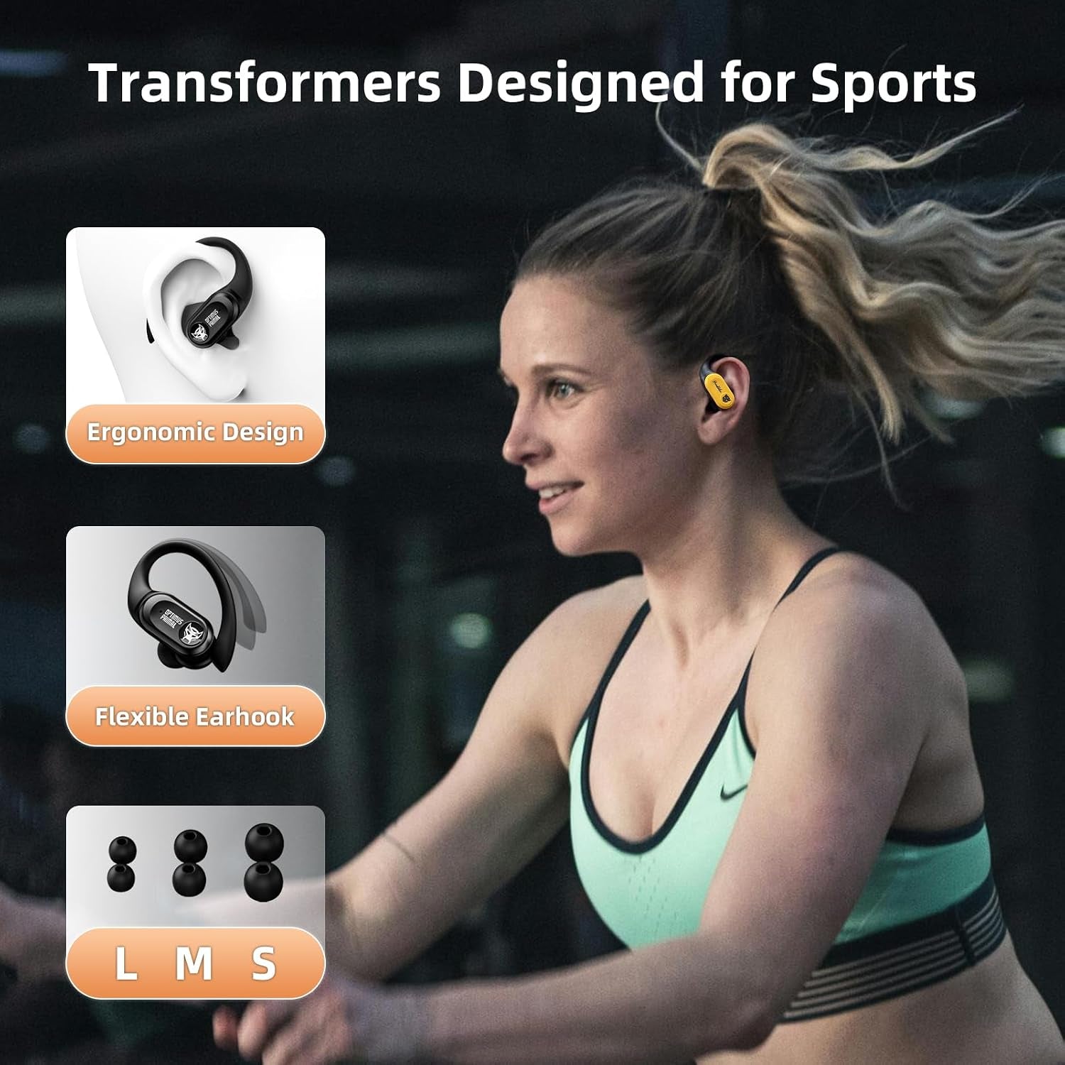 Transformers Earbuds T26 Pro, Bluetooth 5.4 Wireless Gaming Earbuds with Mic, over Ear Earbuds with Earhooks, 65H Playtime, Deep Bass, IPX5 Waterproof (Bumblebee Yellow)