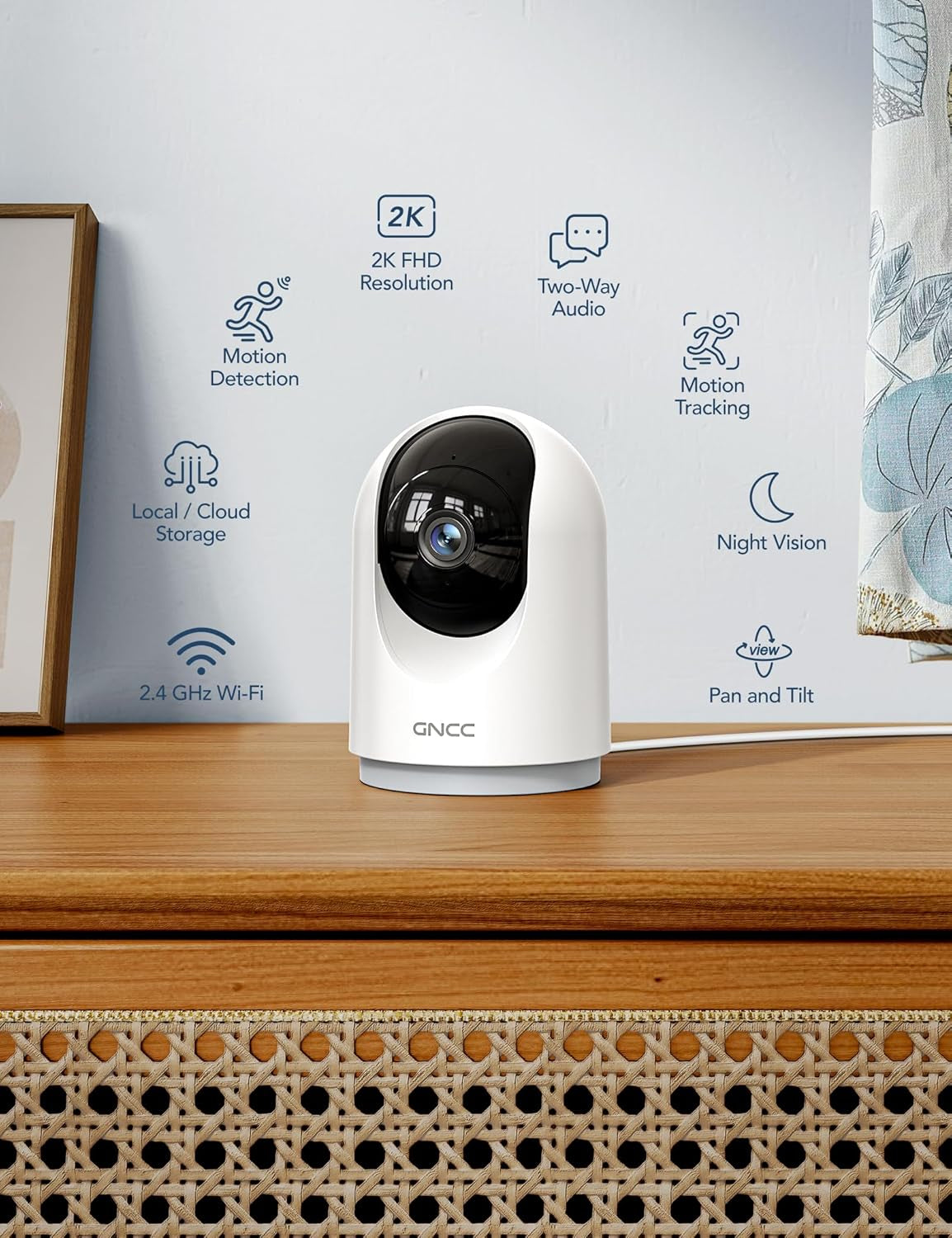 Indoor Security Camera, 2K Cameras for Home Security with Motion Detection, Baby