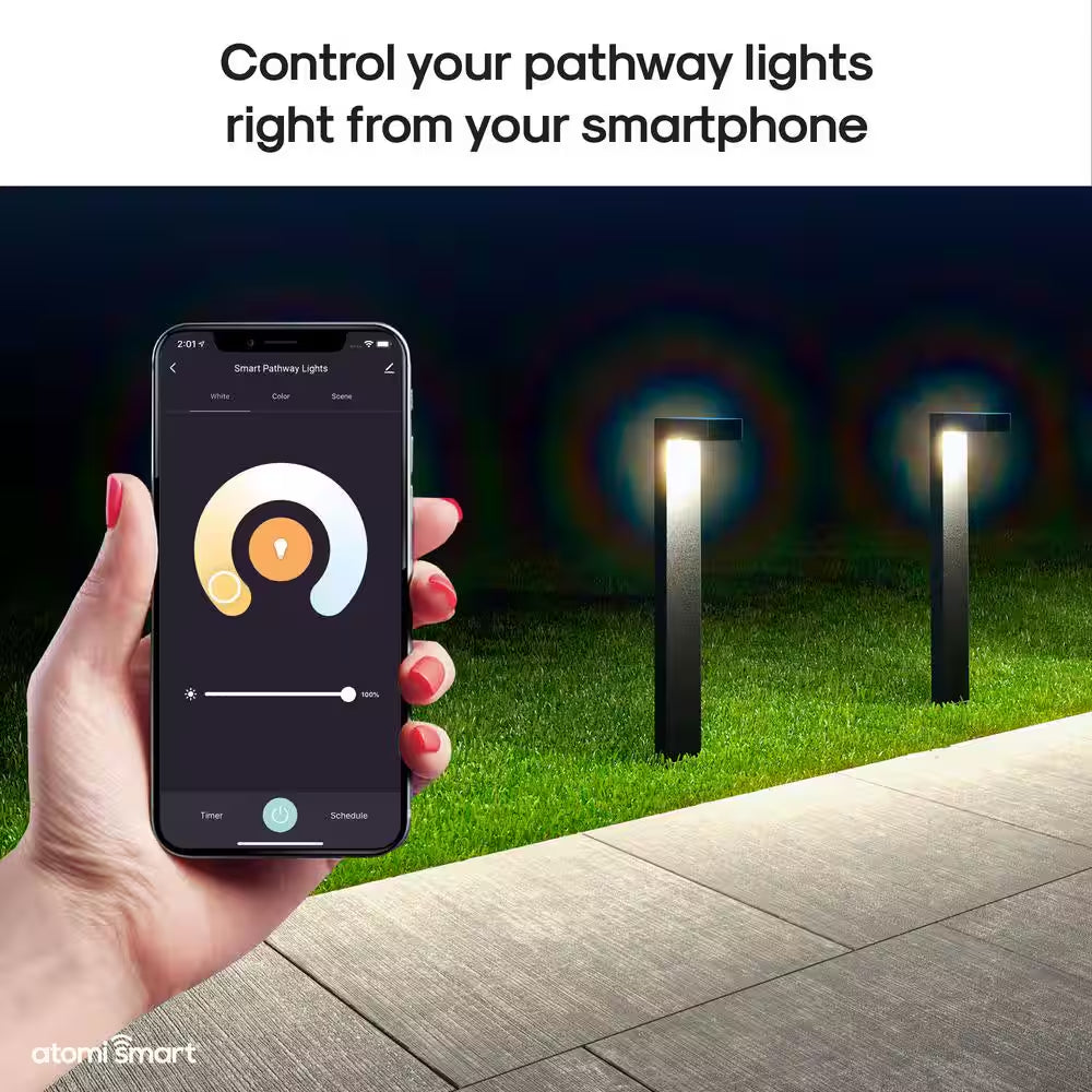 Smart Wi-Fi Plug-In Powder Coated Aluminum Black LED Path Light Extension Kit with Smart Wi-Fi Control (2-Pack)