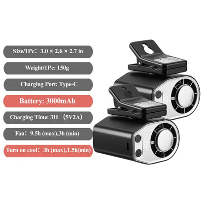 【Summer Survivals】Joytutus 2026 Semiconductor Cooling Car Clip on Fan - 360° Rotation, 100 Speeds Adjustable, LED Display, USB Rechargeable, Wide Clamp, 20Hr 3000Mah Battery, Car Accessories Car Fan Car Seat Fan High Velocity Fan Dealsforyoudays