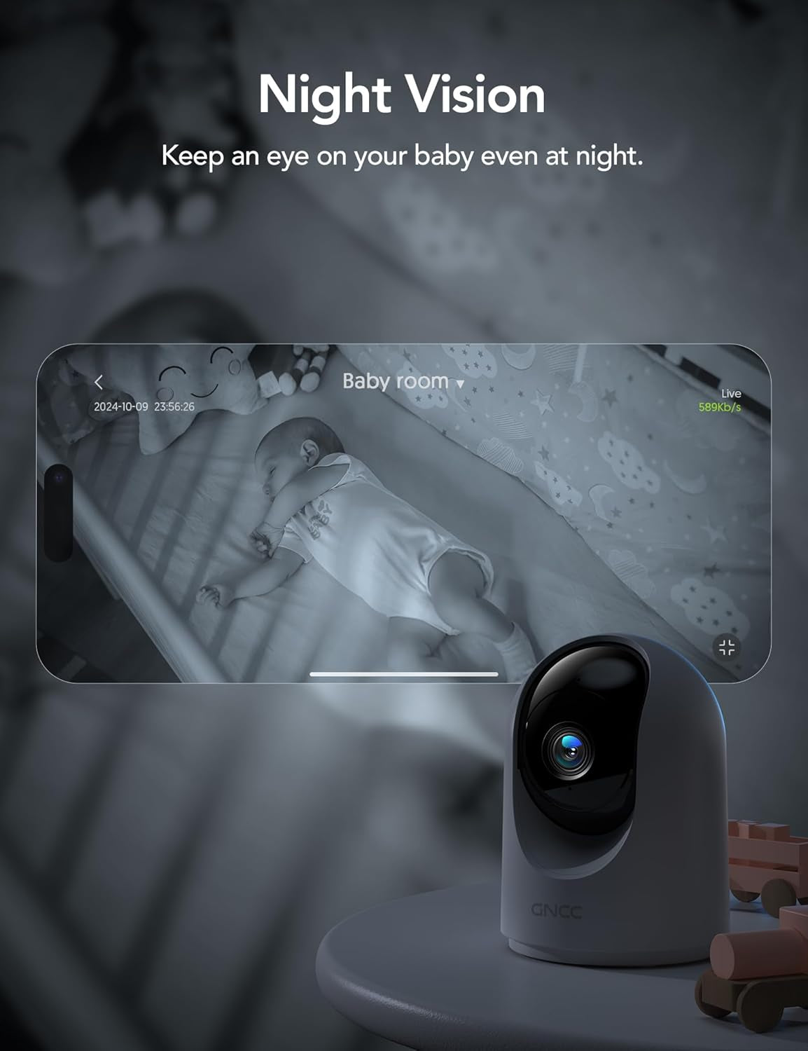 Indoor Security Camera, 2K Cameras for Home Security with Motion Detection, Baby