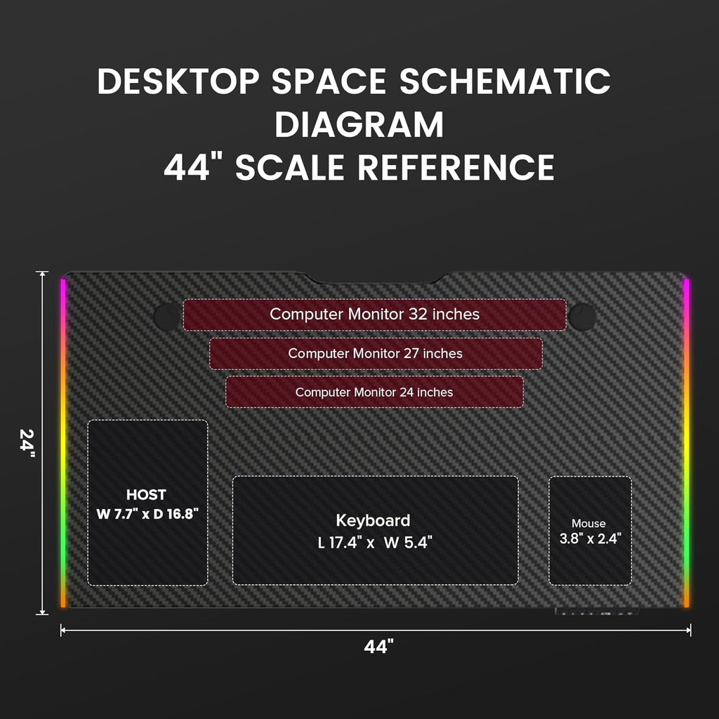 Electric Standing Desk, Gaming Desk with LED Lights, Height Adjustable - RGB Computer Desk with Mouse Pad for Home, Office