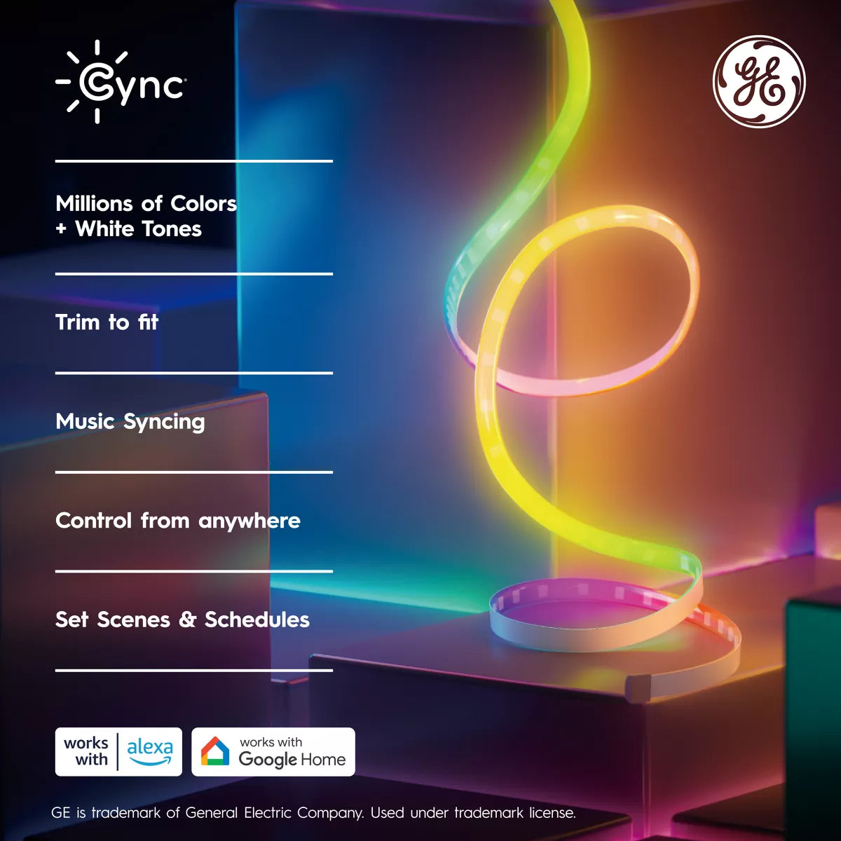 GE 16' CYNC Dynamic Effects Smart LED Full Color Light Strip Power Supply