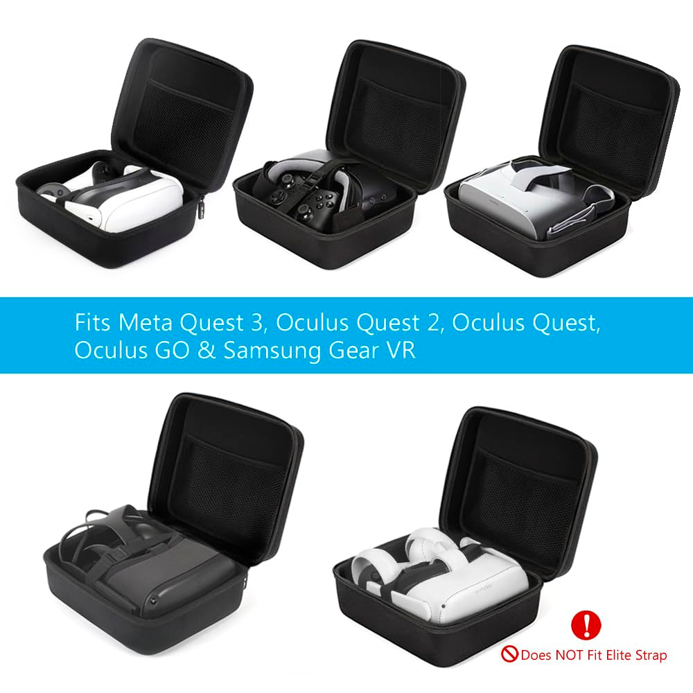 Hard Travel Storage Case for Meta Quest 3S Carrying Case for Oculus Quest 3S/ Quest 3/Quest 2/ Quest/Oculus Go/Samsung Gear Virtual Reality Headset Gamepad Game Controller Kit