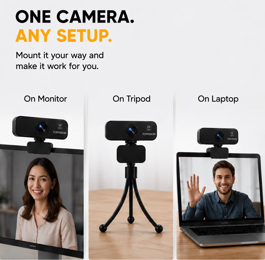 2K QHD Webcam for PC, USB Computer Camera with Microphone, Plug & Play Web Camera for Desktop Computer/Laptop, Zoom,Google Meet,Teams, Streaming, Compatible with Windows Mac Linux
