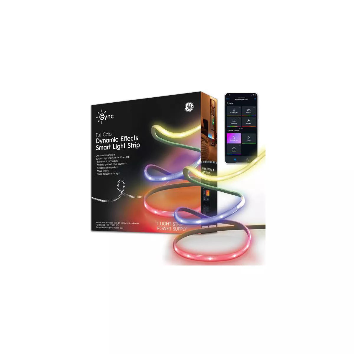 GE 16' CYNC Dynamic Effects Smart LED Full Color Light Strip Power Supply
