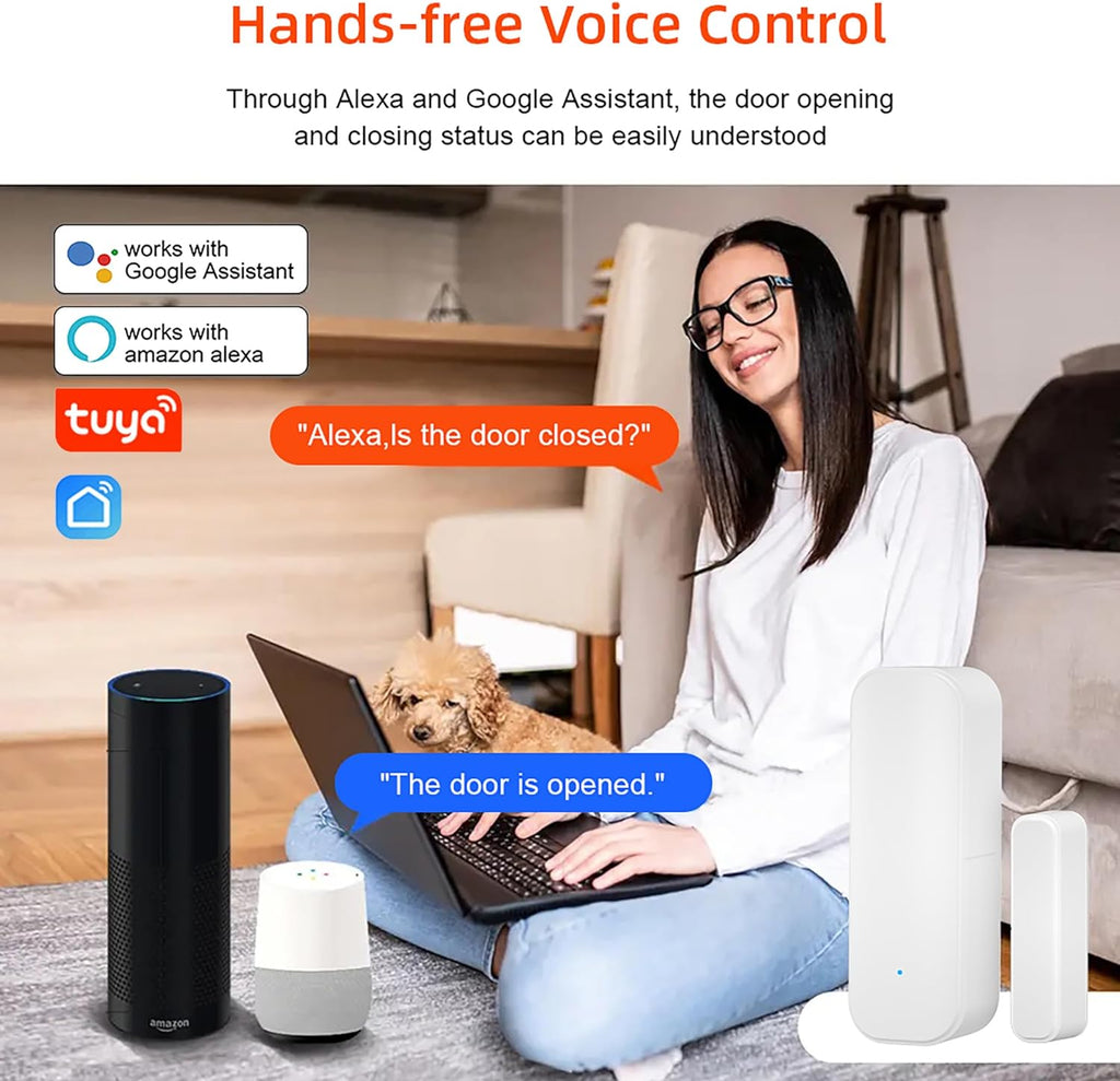 Wifi Door Sensor, Smart Door Window Sensor with Instant App Alerts, No Hub Required, Door Open/Close Contact Sensor Compatible with Alexa Google Home, Smart Life Home Security Automation