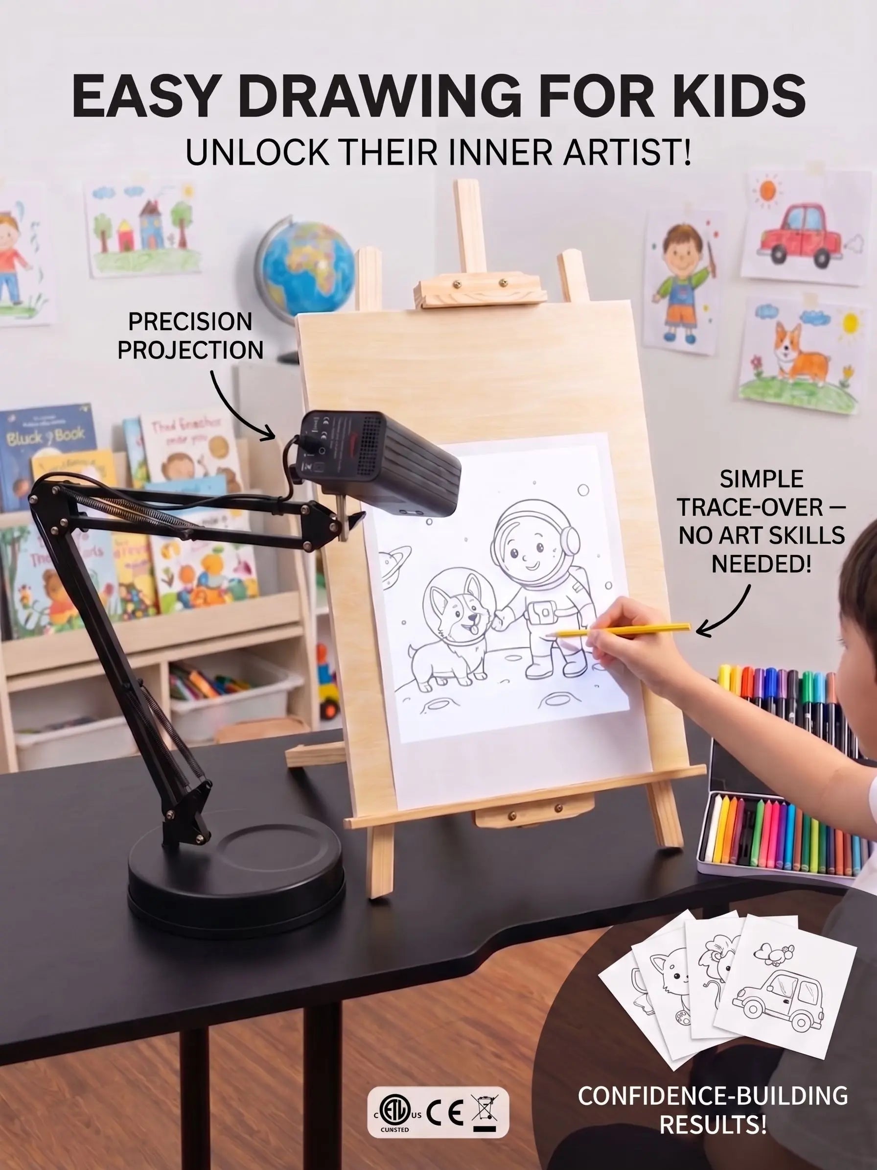 Art Tracing Projector with 360° Flexible Arm - Beginner-Friendly Digital Drawing Tool for Sketching, Painting, Wall Murals and Cookie Decorating