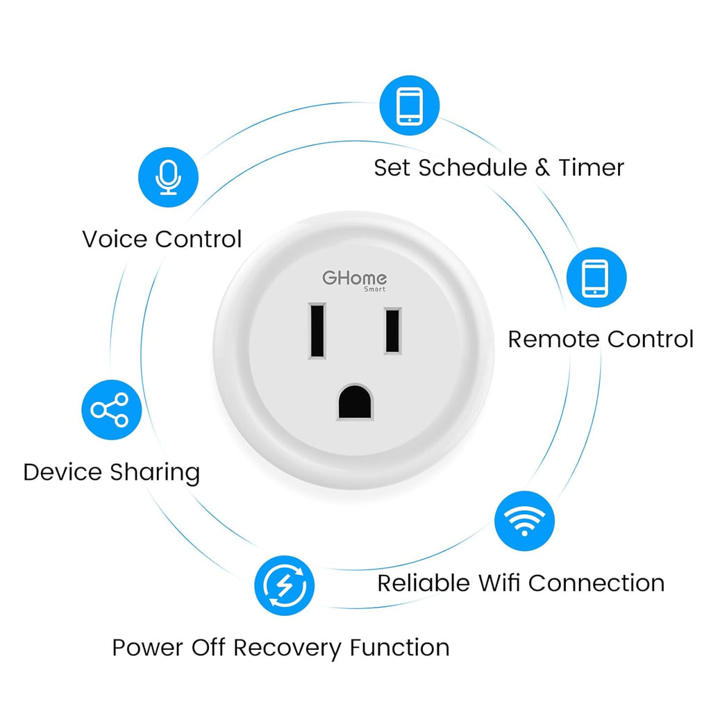 Mini Wi-Fi Plug, Smart Home Wi-Fi Outlet Compatible with Alexa, Google Home & IFTTT, No Hub Required, UL Certified, 2.4G Wifi Only, 2 Count (Pack of 1), White