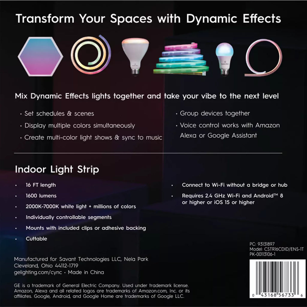 GE 16' CYNC Dynamic Effects Smart LED Full Color Light Strip Power Supply
