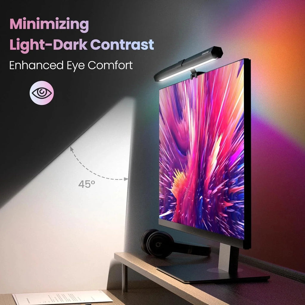 RGB Monitor Light Backlight, Ra95 Dual Light Bar Gaming Office Desk Lamp, 15 Modes Dimmable, 3 Color Temperature Adjustable, Eye Caring Screen Light Bar for Home Game