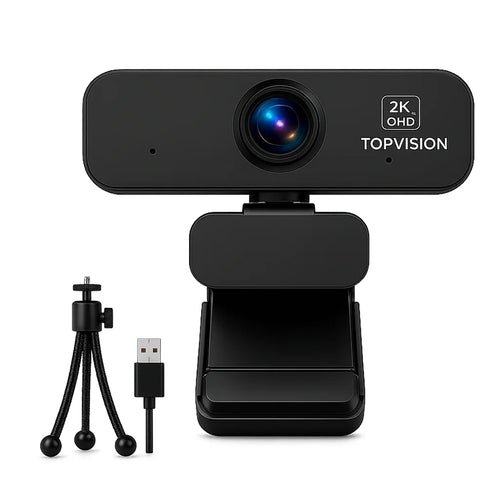 2K QHD Webcam for PC, USB Computer Camera with Microphone, Plug & Play Web Camera for Desktop Computer/Laptop, Zoom,Google Meet,Teams, Streaming, Compatible with Windows Mac Linux