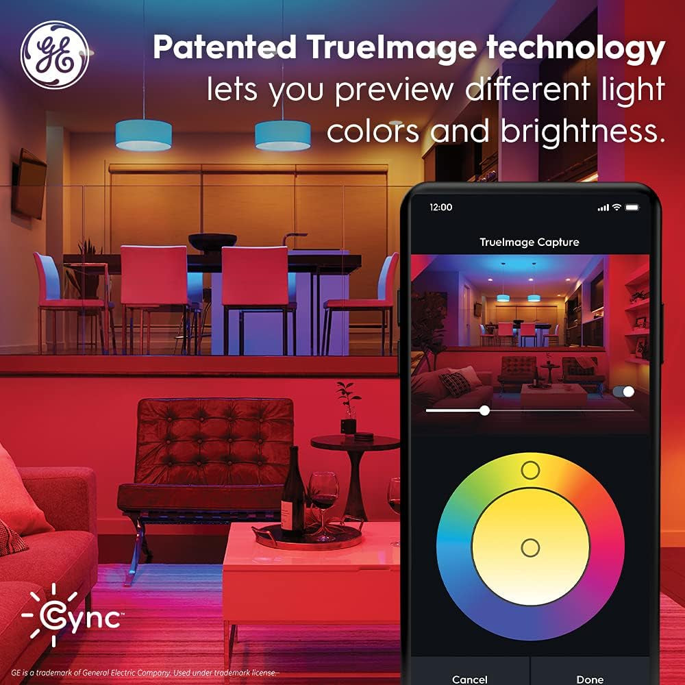 GE  Smart LED Strip Light, Color Changing Room Decor LED Light Strip, Works with Alexa and Google Home, Matter Compatible, LED Lights for Bedroom, Millions of Colors and White Tones, 32 Feet