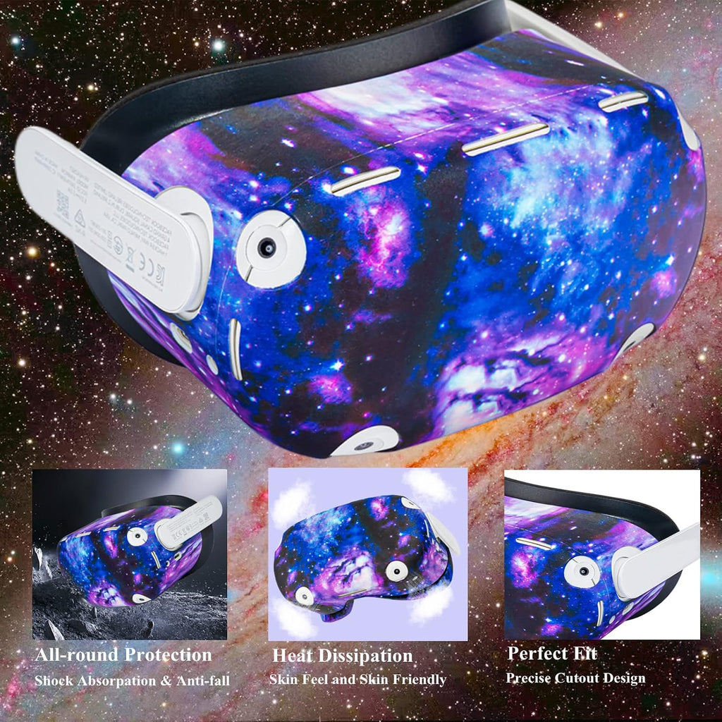 Compatible with Oculus Quest 2 Accessories,Silicone Face Cover, VR Shell Cover,Compatible with Quest 2 Touch Controller Grip Cover,Protective Lens Cover,Disposable Eye Cover. (Starry Purple)