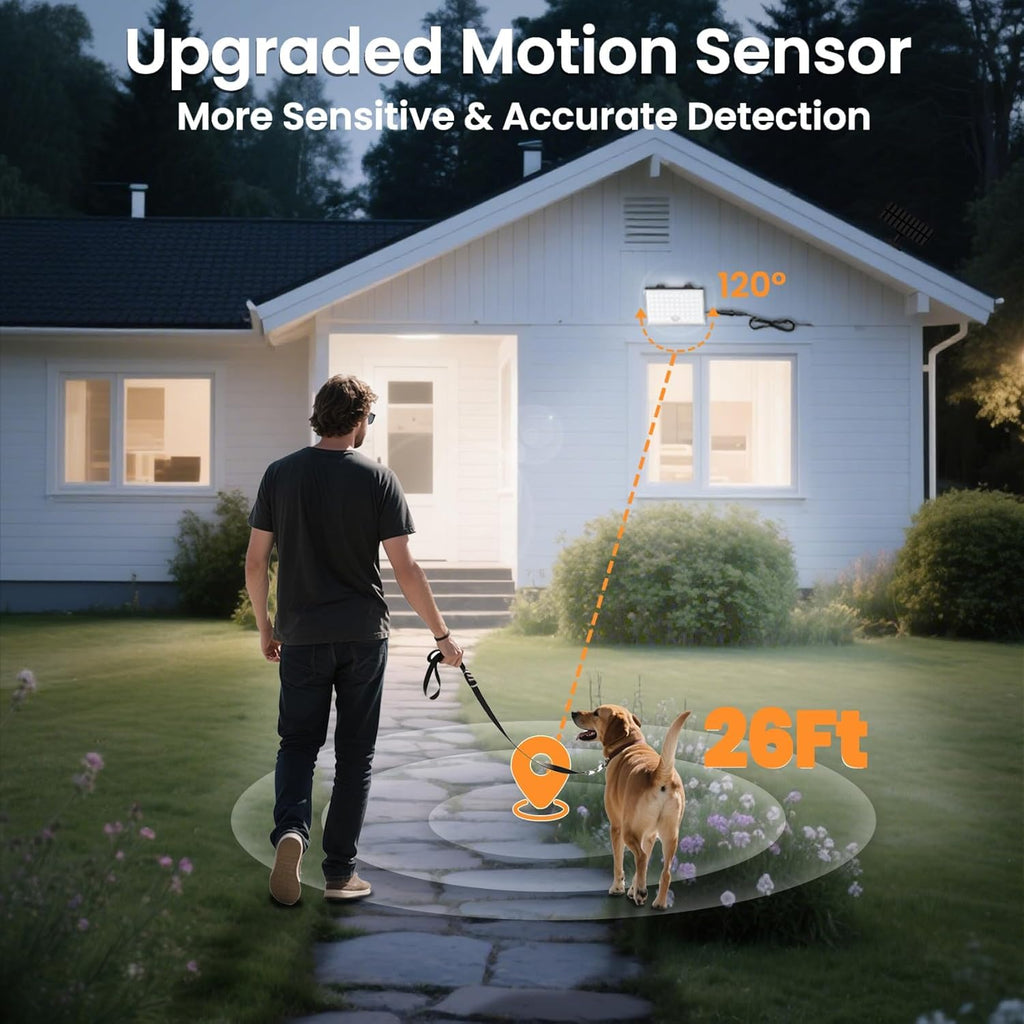 Solar Lights Outdoor, Motion Sensor Outdoor Lights 3 Modes | Waterproof Durable Shell, Dusk to Dawn Auto Motion Detect, Remote Control, Suitable for Courtyard Terrace Garage.