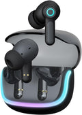 G07 Wireless Earbuds with RGB LED Light Gaming Earbuds with 40Ms Low Latency Dual Game and Music Mode Earphones Wireless Headphones with 50 Hours Worktime IPX5 Waterproof (Black)