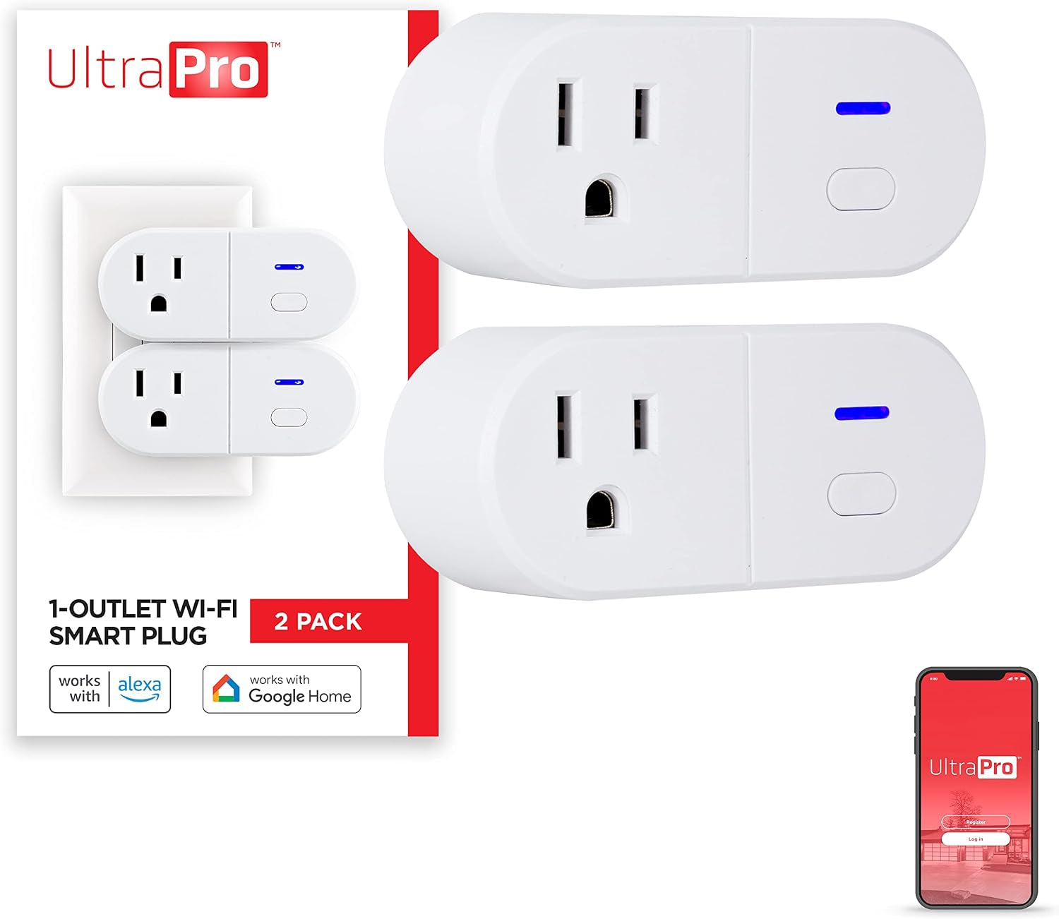 Smart Plug Wifi Outlet, Smart Home, Smart Switch, Smart Outlet, Works with Alexa, Echo & Google Home, No Hub Required, App Controlled, ETL Certified, Electrical Outlet Switch, 2 Pack, 51402