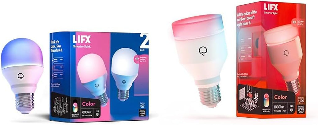 Color A19 800 Lumens, Billions of Colors and Whites, Wi-Fi Smart LED Light Bulb & Color, A19 1100 Lumens, Wi-Fi Smart LED Light Bulb, Billions of Colors and Whites