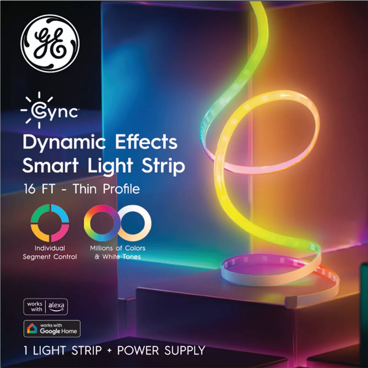 GE 16' CYNC Dynamic Effects Smart LED Full Color Light Strip Power Supply