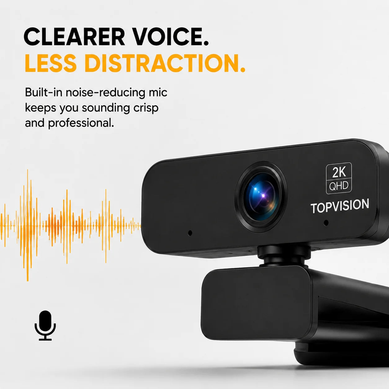 2K QHD Webcam for PC, USB Computer Camera with Microphone, Plug & Play Web Camera for Desktop Computer/Laptop, Zoom,Google Meet,Teams, Streaming, Compatible with Windows Mac Linux