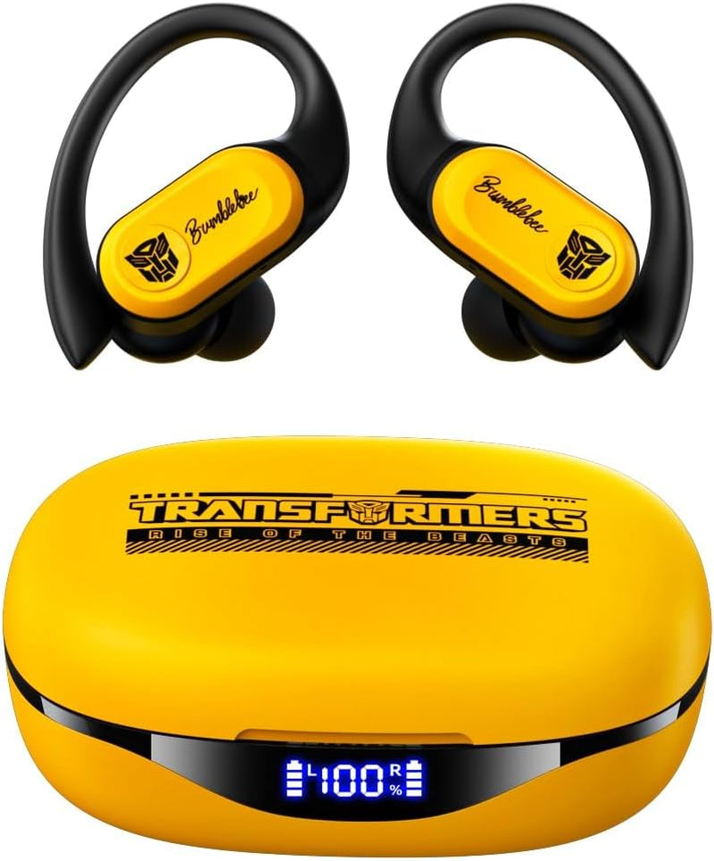 Transformers Earbuds T26 Pro, Bluetooth 5.4 Wireless Gaming Earbuds with Mic, over Ear Earbuds with Earhooks, 65H Playtime, Deep Bass, IPX5 Waterproof (Bumblebee Yellow)