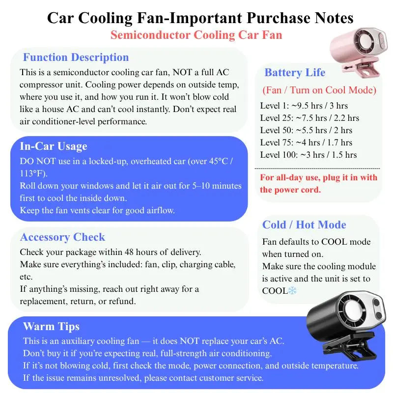 【Summer Survivals】Joytutus 2026 Semiconductor Cooling Car Clip on Fan - 360° Rotation, 100 Speeds Adjustable, LED Display, USB Rechargeable, Wide Clamp, 20Hr 3000Mah Battery, Car Accessories Car Fan Car Seat Fan High Velocity Fan Dealsforyoudays