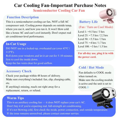 【Summer Survivals】Joytutus 2026 Semiconductor Cooling Car Clip on Fan - 360° Rotation, 100 Speeds Adjustable, LED Display, USB Rechargeable, Wide Clamp, 20Hr 3000Mah Battery, Car Accessories Car Fan Car Seat Fan High Velocity Fan Dealsforyoudays