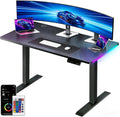 Electric Standing Desk, Gaming Desk with LED Lights, Height Adjustable - RGB Computer Desk with Mouse Pad for Home, Office