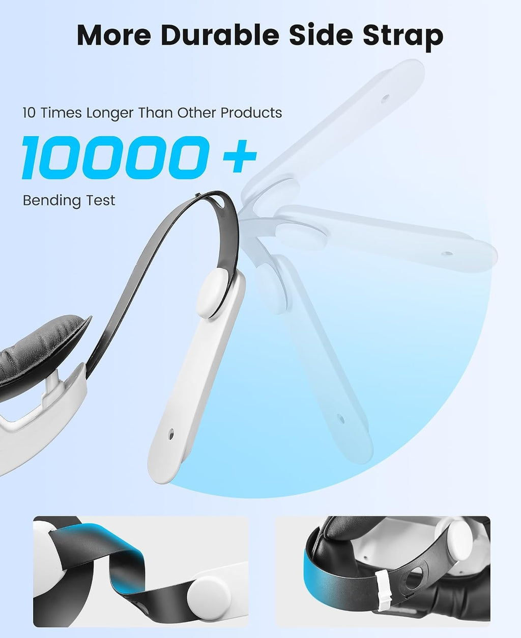 for Meta Quest 3S/3/2 Head Strap with 7500Mah Hot-Swap Bateries for 3-4H Playtime,Double Knobs Adjustable VR Headset Strap with Large Support Pad Enhanced Support&Comfort for Games