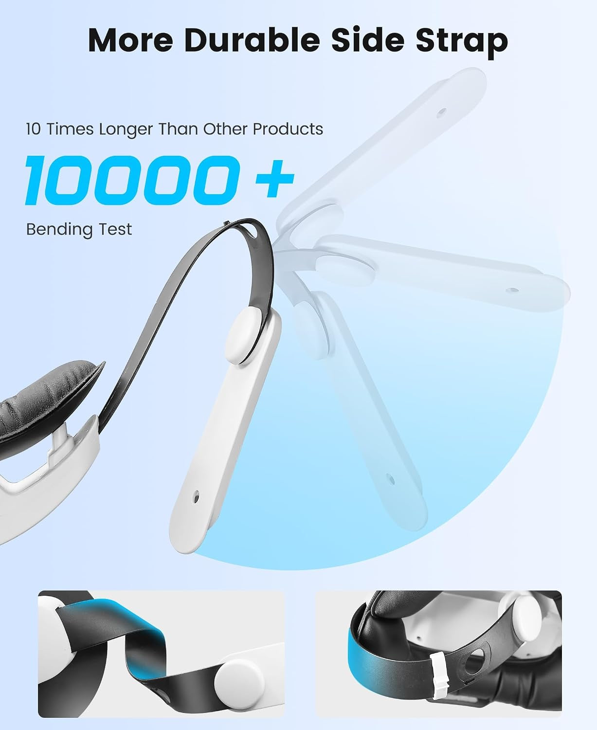 for Meta Quest 3S/3/2 Head Strap with 7500Mah Hot-Swap Bateries for 3-4H Playtime,Double Knobs Adjustable VR Headset Strap with Large Support Pad Enhanced Support&Comfort for Games