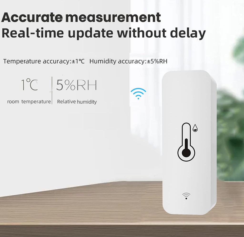 Wifi Temperature Humidity Sensor: Indoor Thermometer Hygrometer with App Alert, Free Data Storage Export, Smart Temperature Humidity Monitor for Home Pet Greenhouse, Compatible with Alexa (1-Pack)
