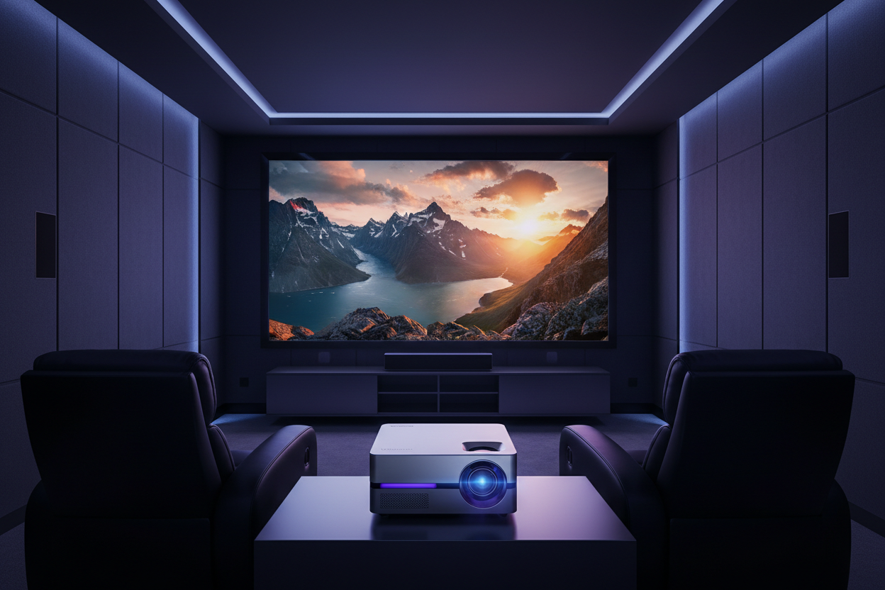 [Now with Netflix & 3200ANSI] 4K Smart Projector with Wifi and Bluetooth,Auto Focus & Keystone Portable Mini Projector with Stand,Outdoor Home Theater Small Proyector for Bedroom White